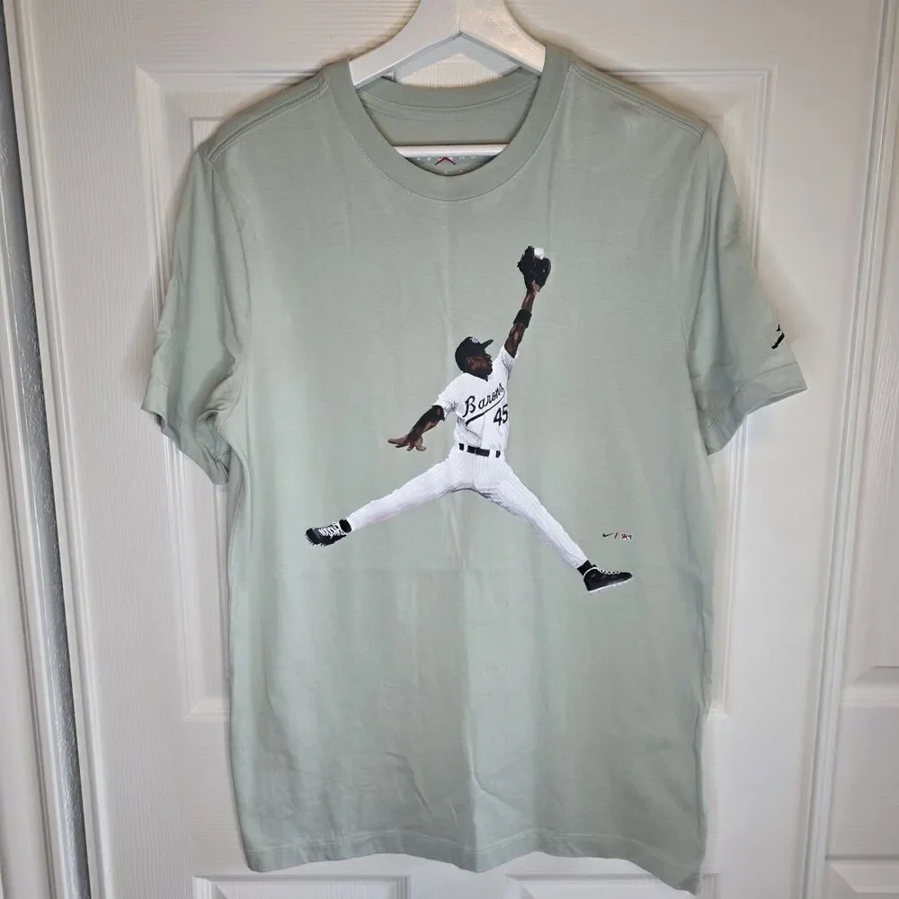 Michael Jordan Shirt Mens M Green Barons Baseball Graphic Tee Jumpman Nike